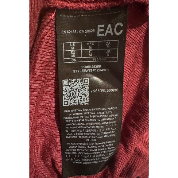 Guess front Full Zip mock neck bodysuit burgundy Red Medium Work to Evening sexy - Picture 6 of 6